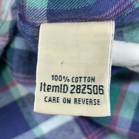 LL Bean Whisperweight Flannel Shirt Women's Medium Blue Plaid Pockets - Picture 8 of 9